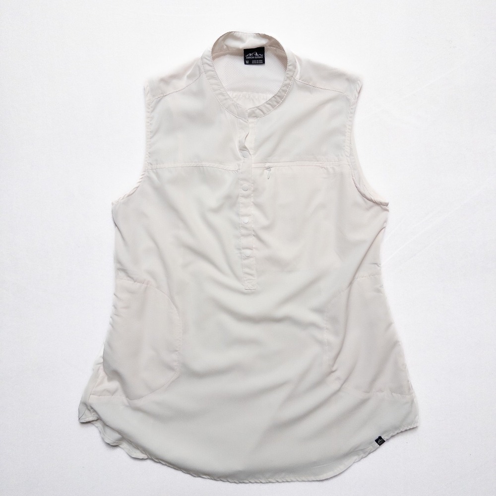 American Outback Women M Sleeveless Shirt Cream Outdoor